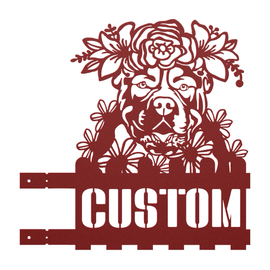 American Bulldog Custom Metal House Number Sign