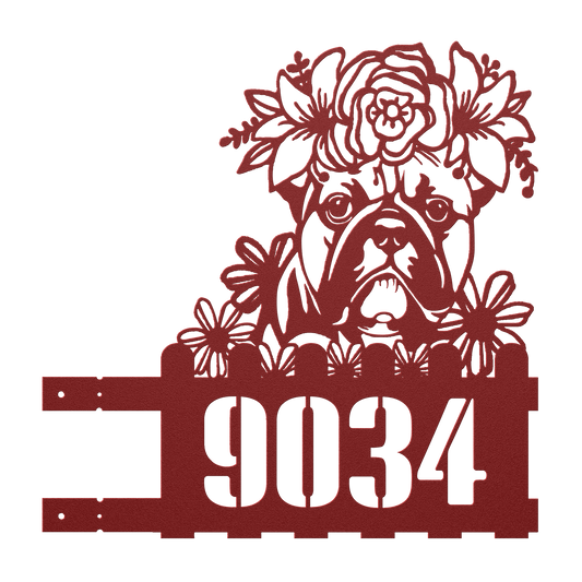 Bulldog Custom Metal House Number Sign