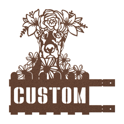 Doberman Custom Metal House Number Sign