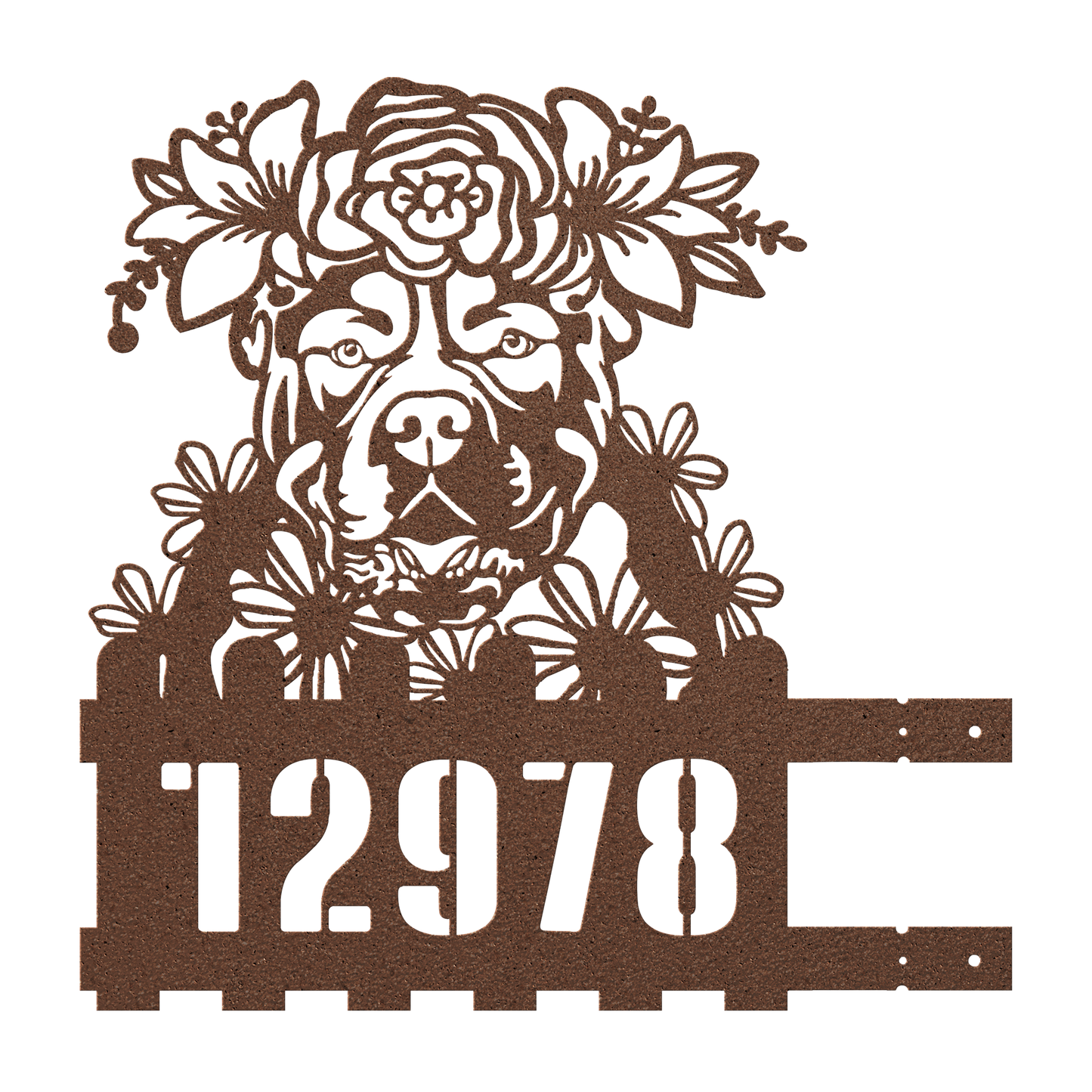 American Bulldog Custom Metal House Number Sign