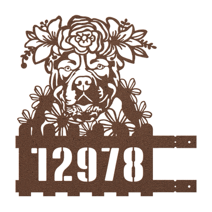 American Bulldog Custom Metal House Number Sign