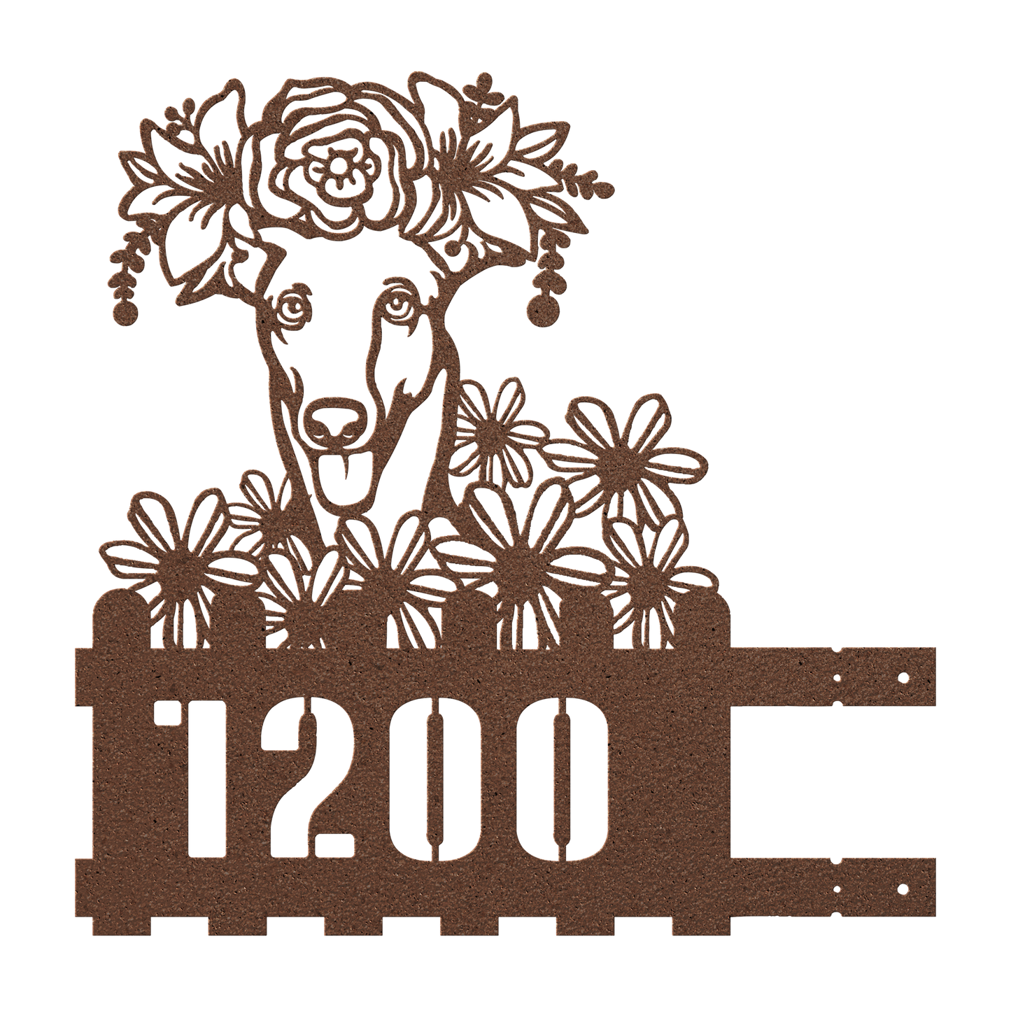 Greyhound Custom Metal House Number Sign