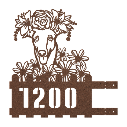 Greyhound Custom Metal House Number Sign