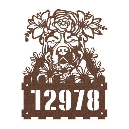 American Bulldog Custom Metal House Number Sign