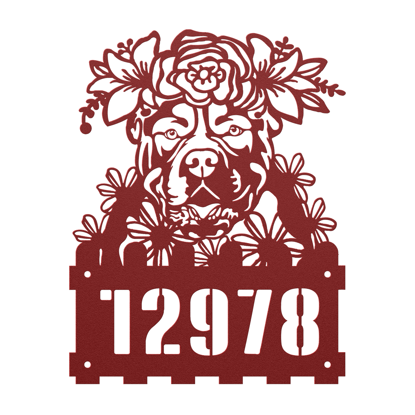 American Bulldog Custom Metal House Number Sign