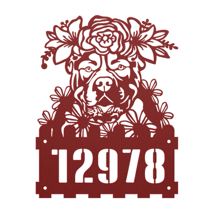 American Bulldog Custom Metal House Number Sign