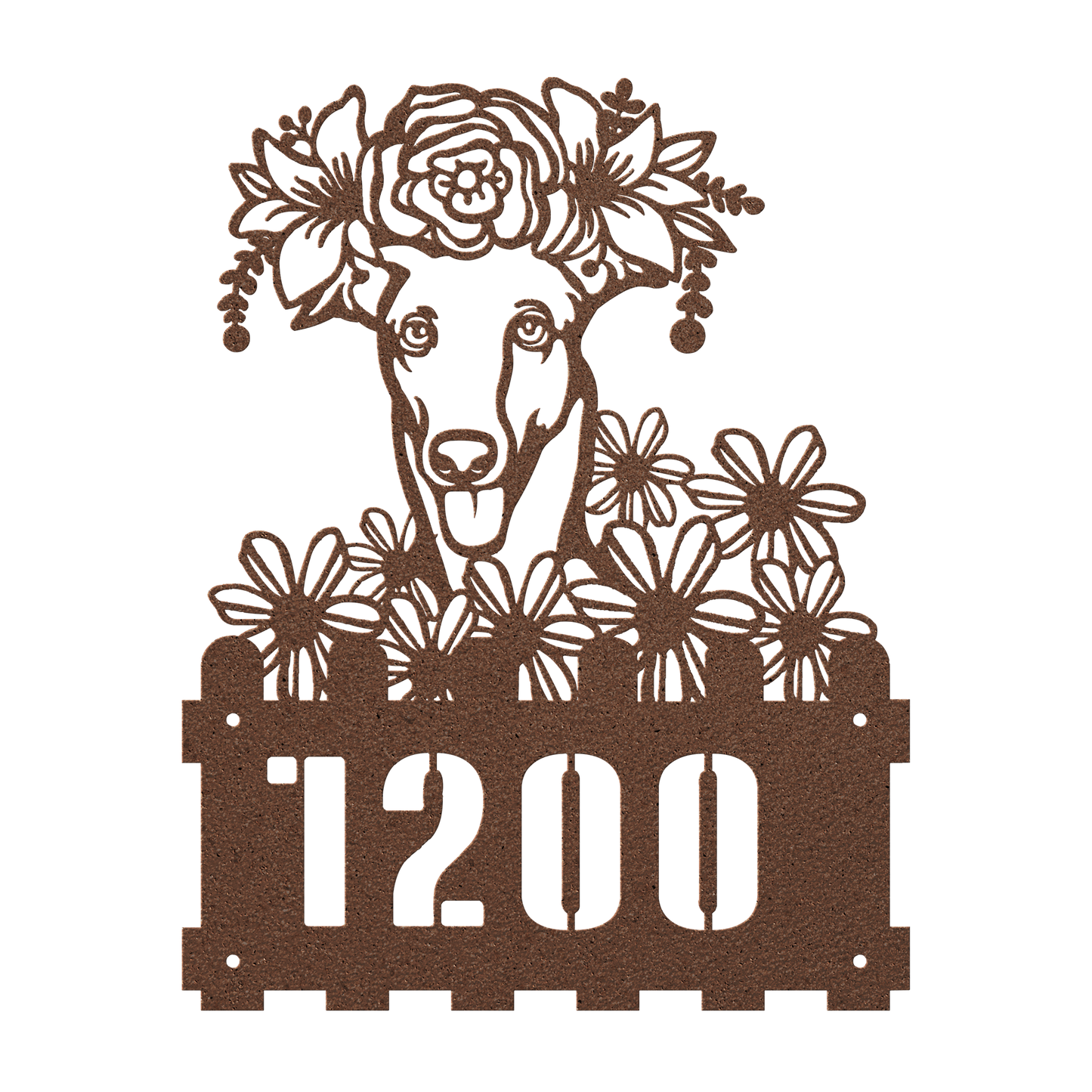 Greyhound Custom Metal House Number Sign