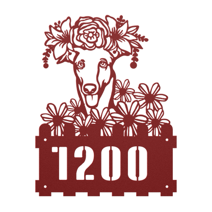 Greyhound Custom Metal House Number Sign