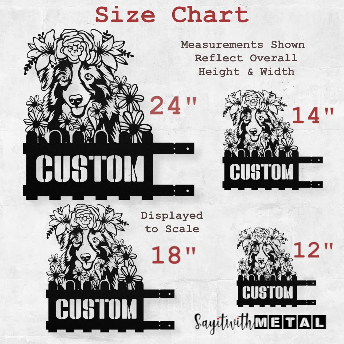 Australian Shepherd Custom Metal House Number Sign