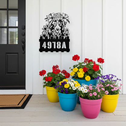Australian Shepherd Custom Metal House Number Sign
