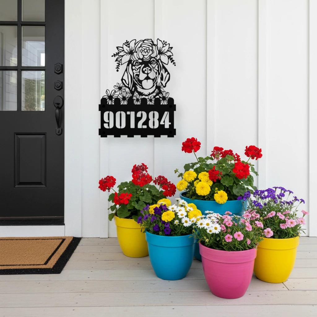 Beagle Custom Metal House Number Sign