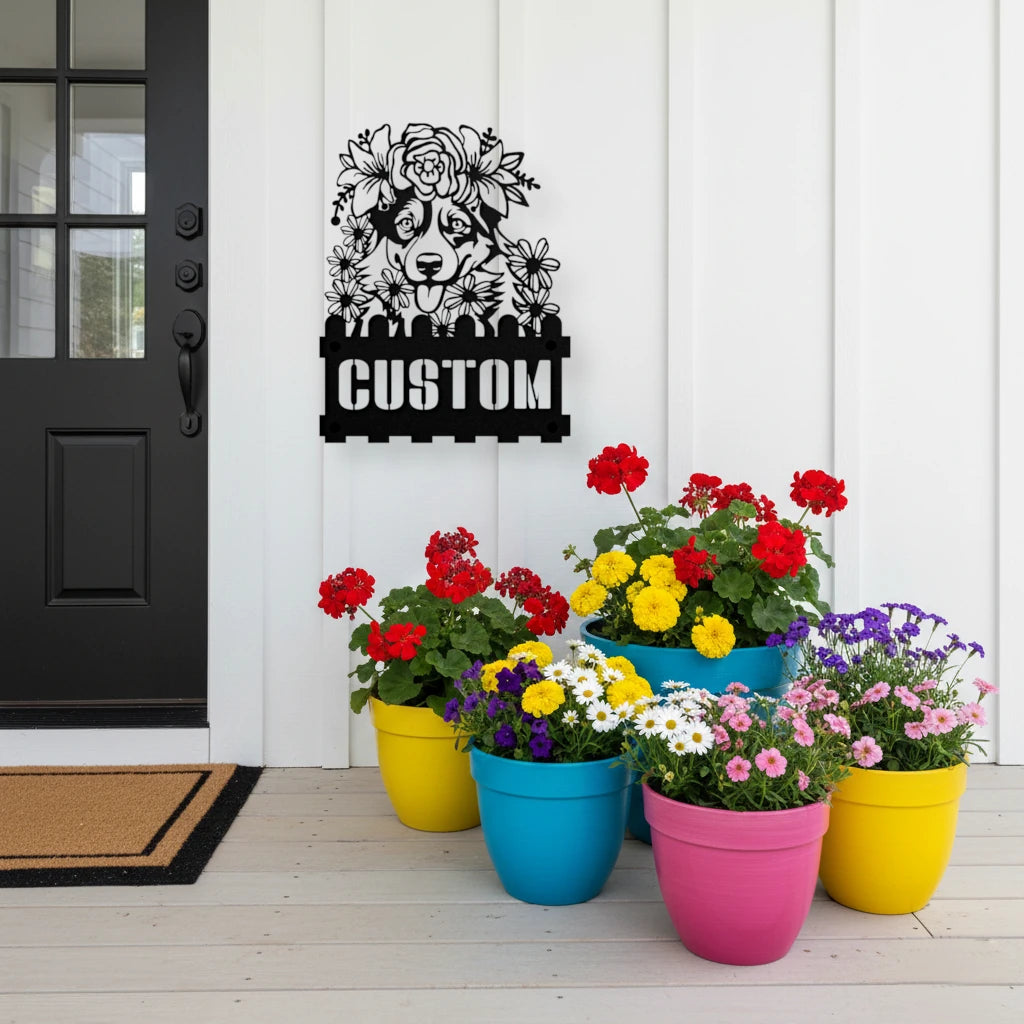 Corgi Custom Metal House Number Sign