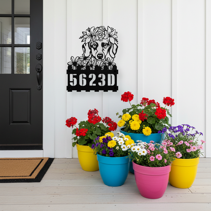 Dachshund Custom Metal House Number Sign