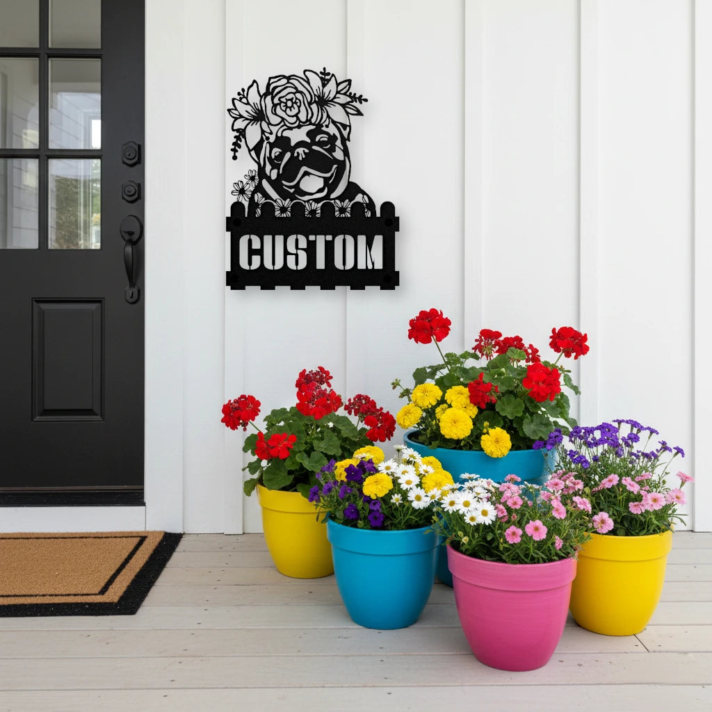 Pug Custom Metal House Number Sign