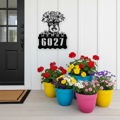 Schnauzer Custom Metal House Number Sign