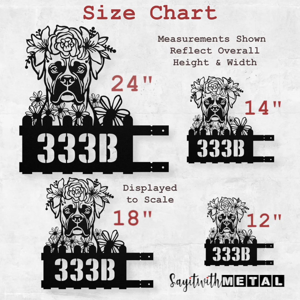 Boxer Custom Metal House Number Sign