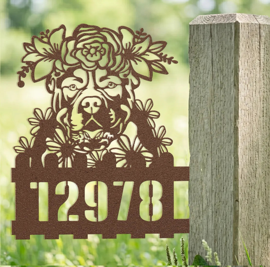 American Bulldog Custom Metal House Number Sign