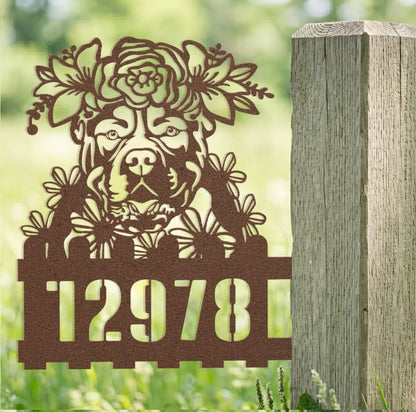 American Bulldog Custom Metal House Number Sign