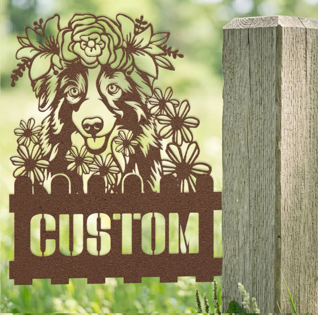 Australian Shepherd Custom Metal House Number Sign