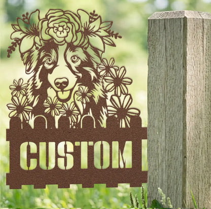 Australian Shepherd Custom Metal House Number Sign