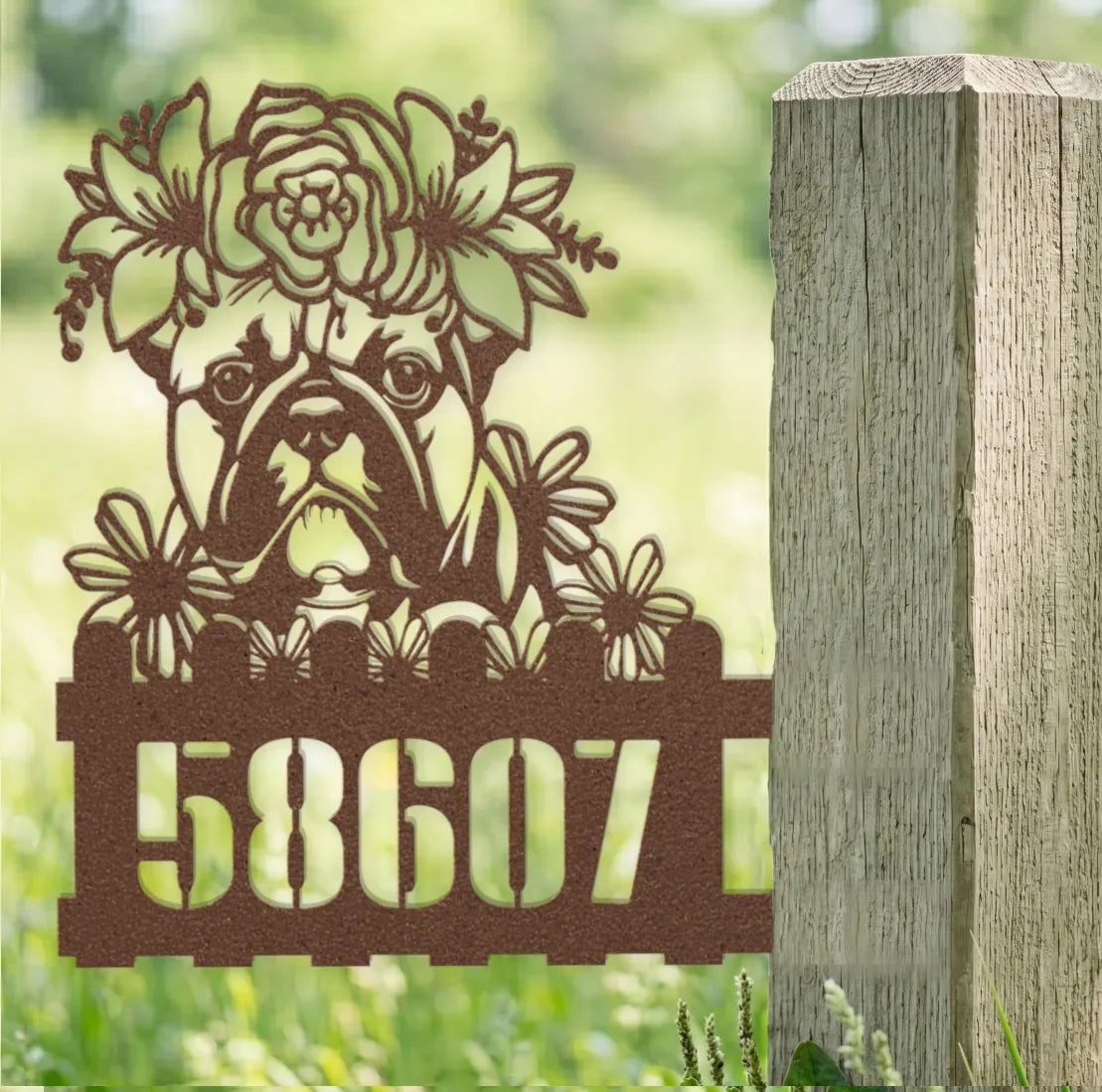 Bulldog Custom Metal House Number Sign