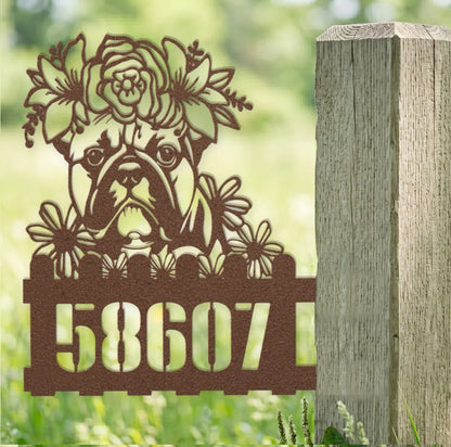 Bulldog Custom Metal House Number Sign