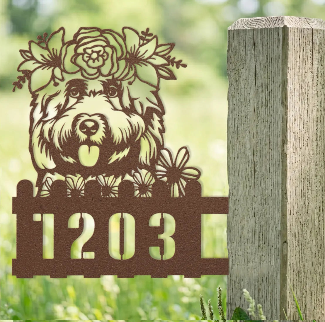 Cockapoo Custom Metal House Number Sign