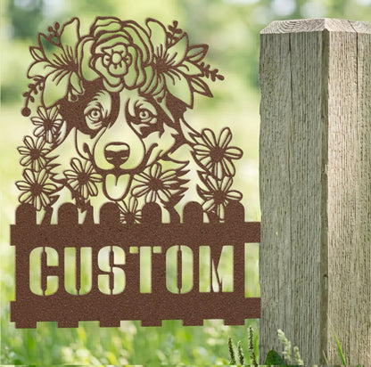 Corgi Custom Metal House Number Sign