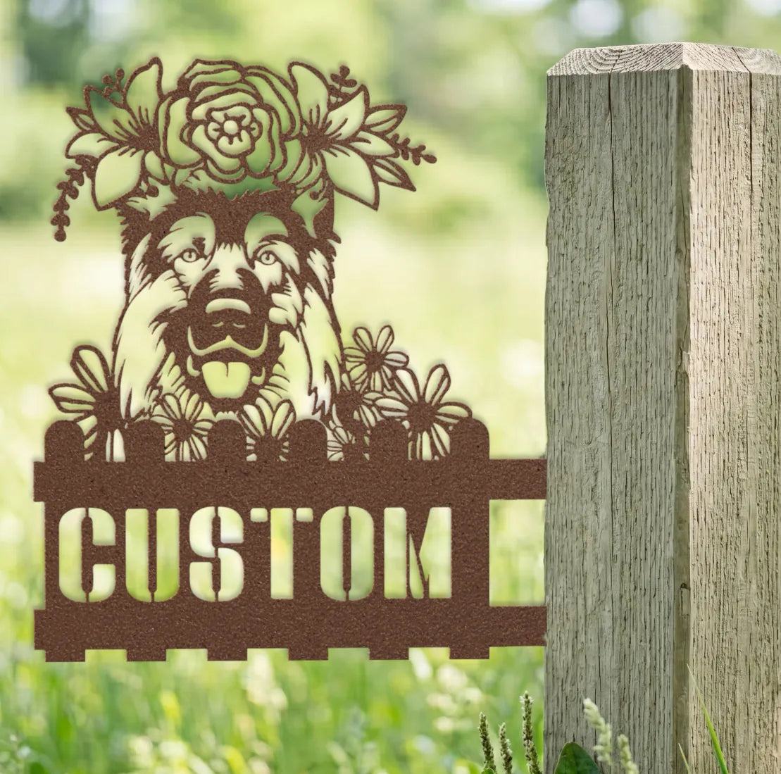 German Shepherd Custom Metal House Number Sign