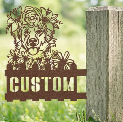 Golden Retriever Custom Metal House Number Sign