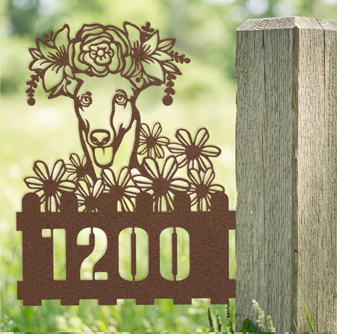 Greyhound Custom Metal House Number Sign