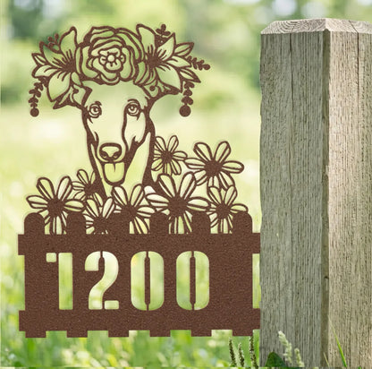 Greyhound Custom Metal House Number Sign