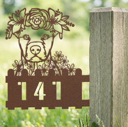 Pit Bull Custom Metal House Number Sign