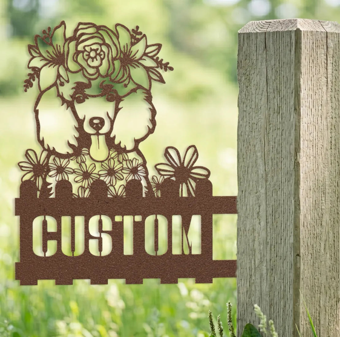 Poodle Custom Metal House Number Sign