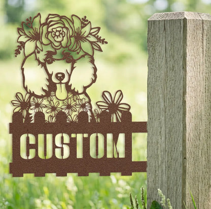 Poodle Custom Metal House Number Sign