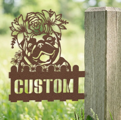Pug Custom Metal House Number Sign
