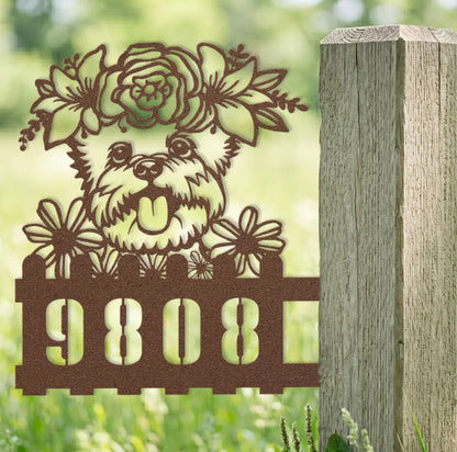 Yorkie Custom Metal House Number Sign