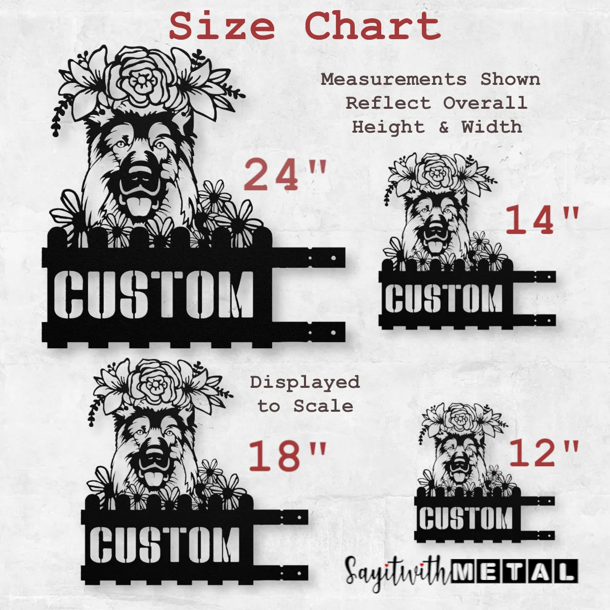 German Shepherd Custom Metal House Number Sign