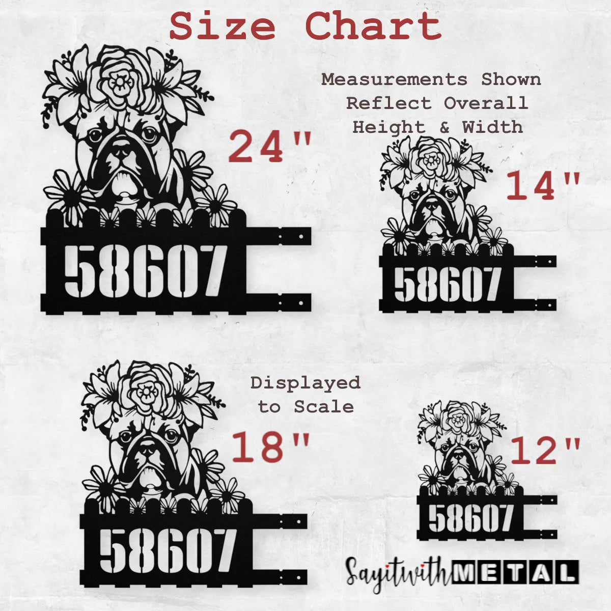 Bulldog Custom Metal House Number Sign