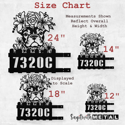 French Bulldog Custom Metal House Number Sign
