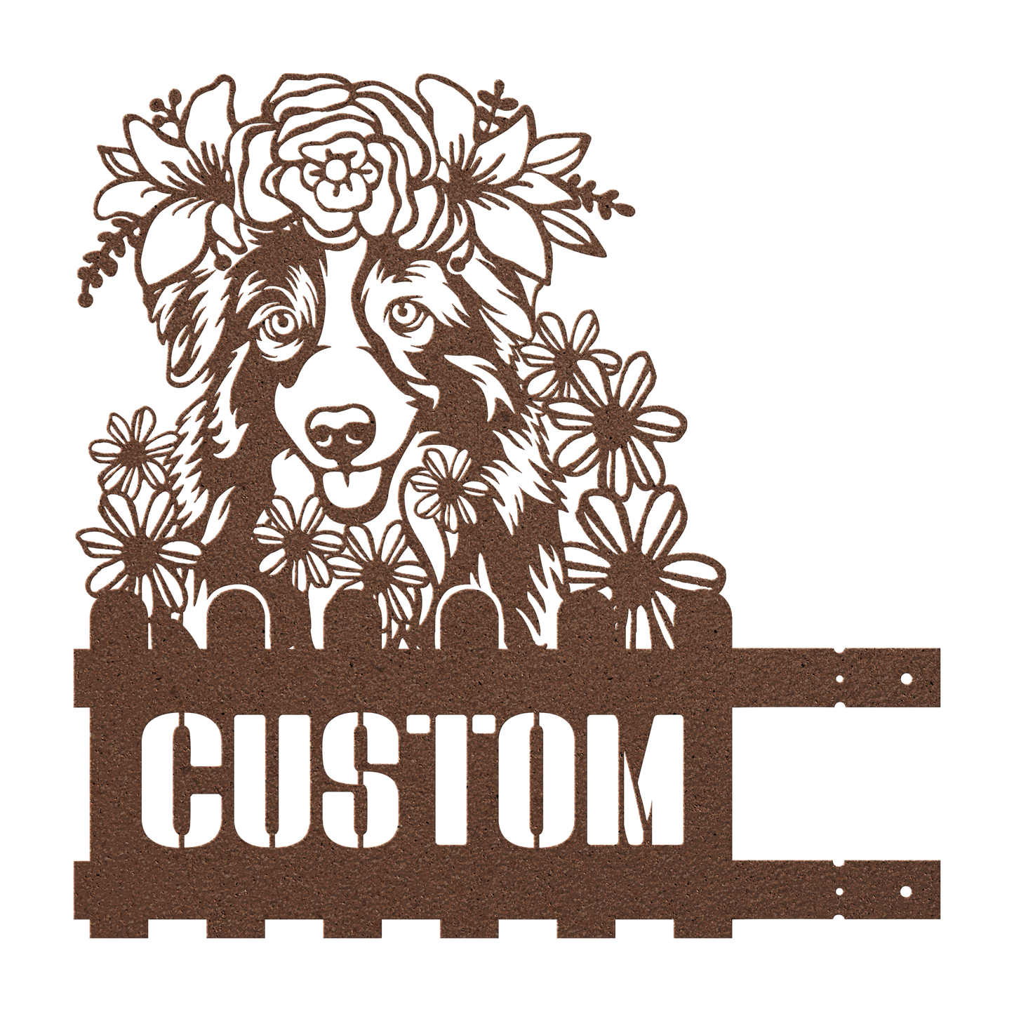Australian Shepherd Custom Metal House Number Sign