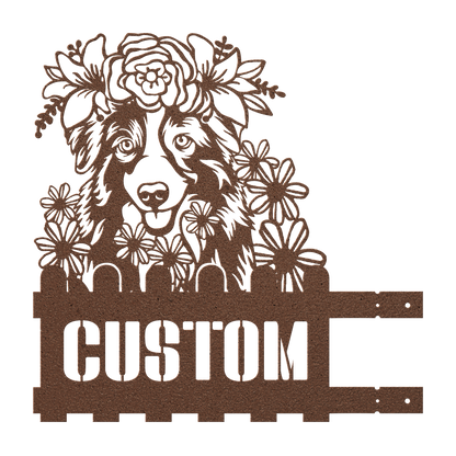 Australian Shepherd Custom Metal House Number Sign