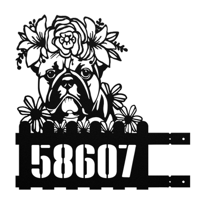 Bulldog Custom Metal House Number Sign