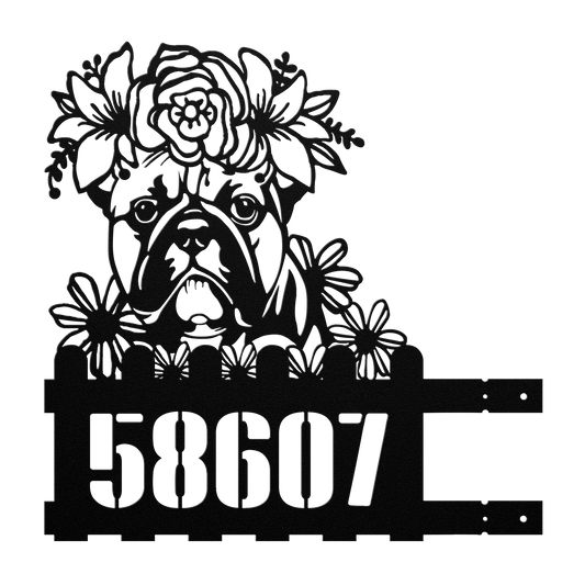 Bulldog Custom Metal House Number Sign