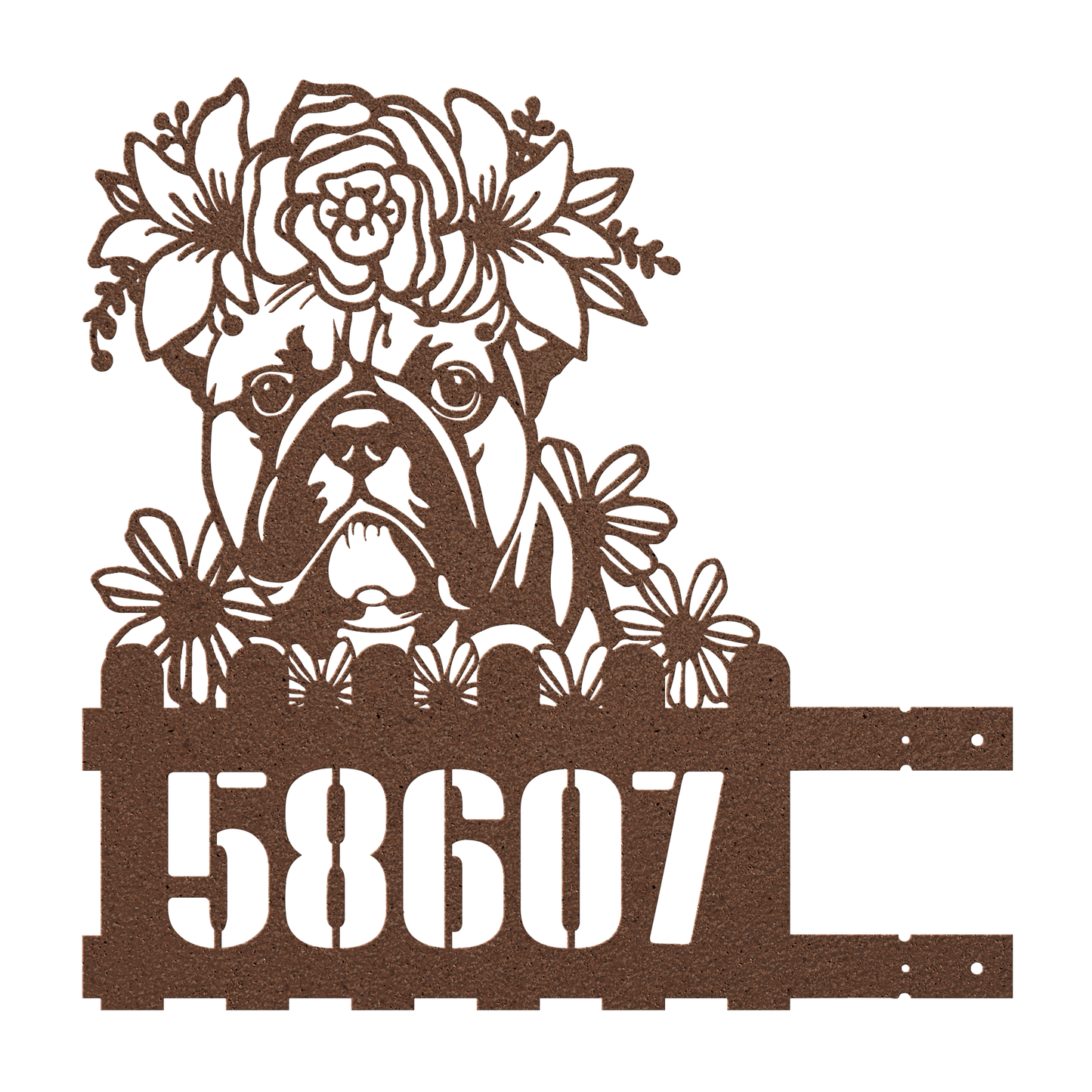 Bulldog Custom Metal House Number Sign