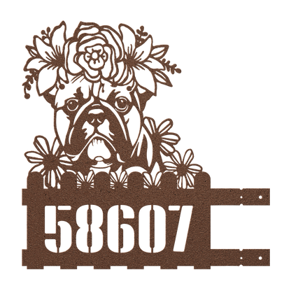 Bulldog Custom Metal House Number Sign