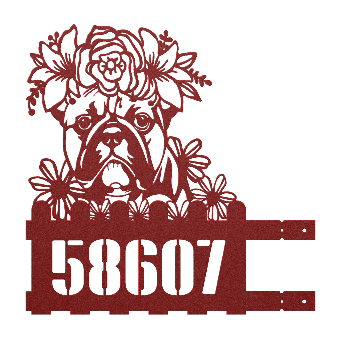 Bulldog Custom Metal House Number Sign