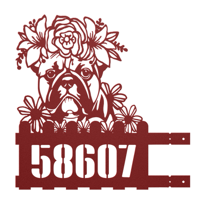 Bulldog Custom Metal House Number Sign