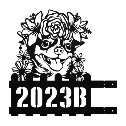 Chihuahua metal address sign – Black, Left tab
