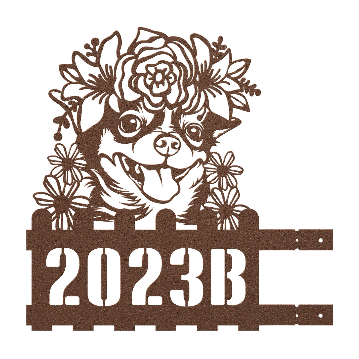 hihuahua metal address sign – Copper, Left tab